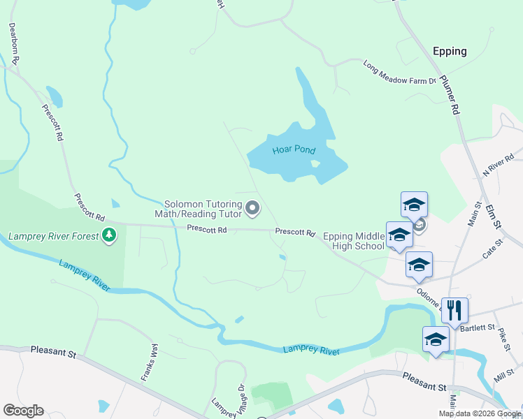 map of restaurants, bars, coffee shops, grocery stores, and more near 12 Beniah Lane in Epping