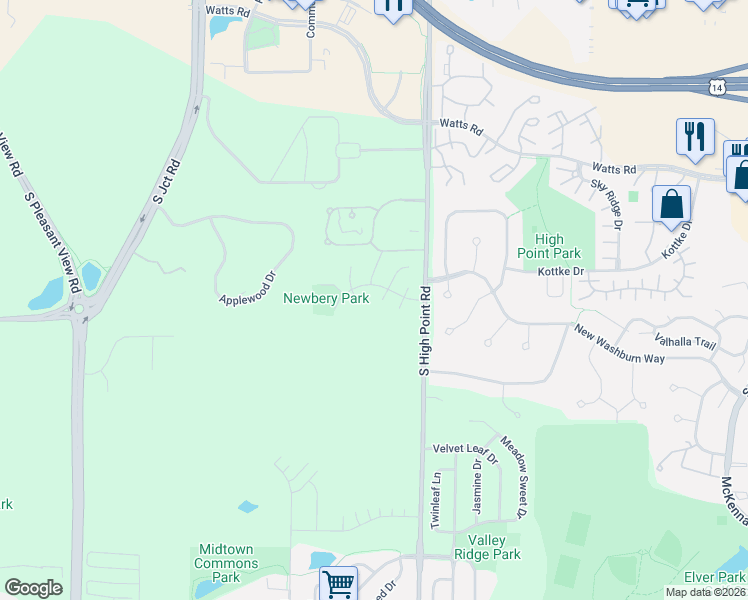 map of restaurants, bars, coffee shops, grocery stores, and more near 1 Byars Circle in Madison
