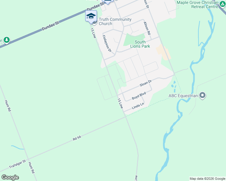 map of restaurants, bars, coffee shops, grocery stores, and more near 271 Boyd Boulevard in Thamesford