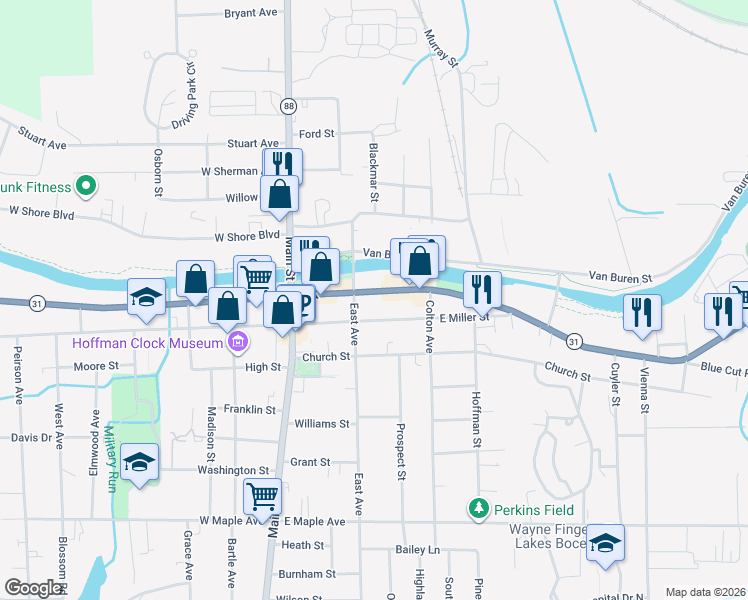 map of restaurants, bars, coffee shops, grocery stores, and more near 212 East Union Street in Newark