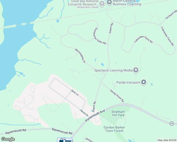 map of restaurants, bars, coffee shops, grocery stores, and more near 39 Brookside Drive in Stratham