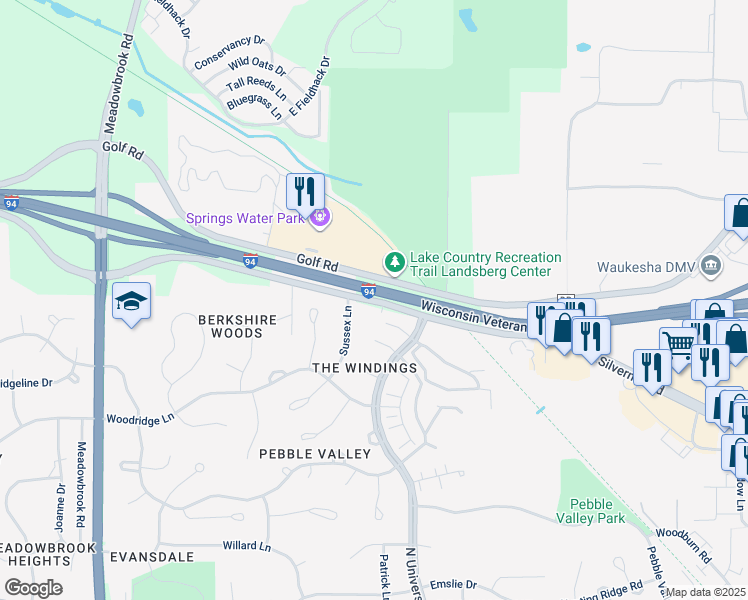 map of restaurants, bars, coffee shops, grocery stores, and more near 2700 County Road DR in Pewaukee