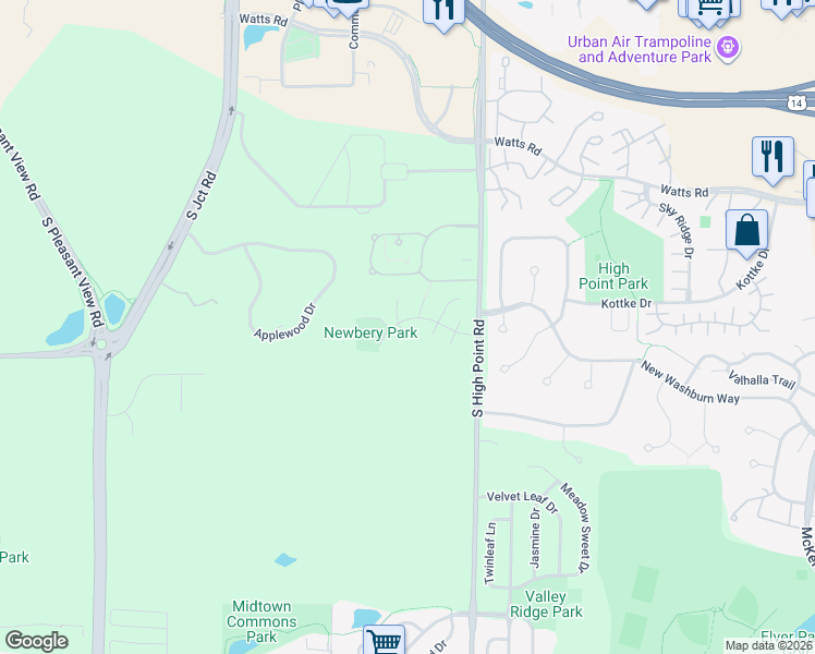 map of restaurants, bars, coffee shops, grocery stores, and more near 1 Byars Circle in Madison