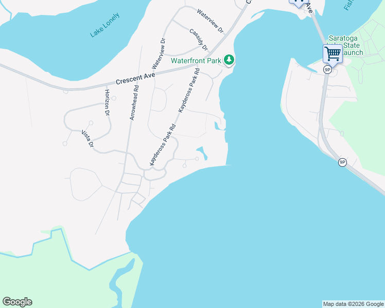 map of restaurants, bars, coffee shops, grocery stores, and more near 160 Kaydeross Park Road in Saratoga Springs