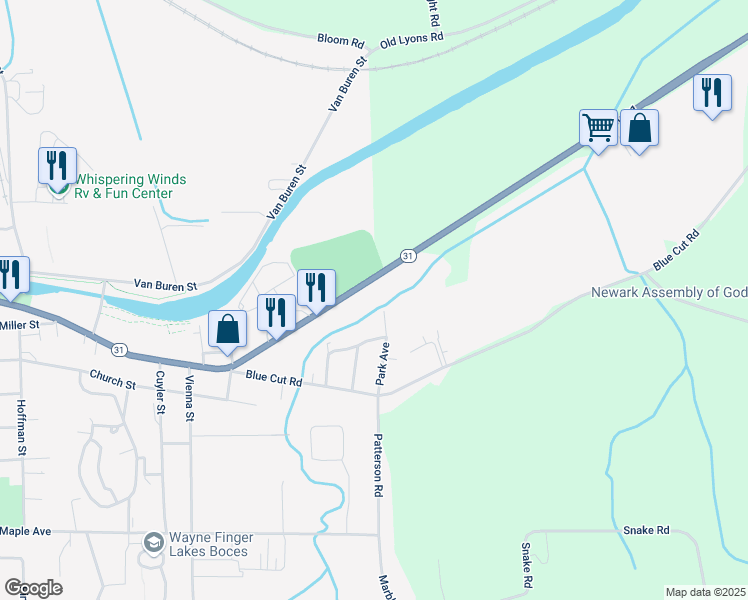map of restaurants, bars, coffee shops, grocery stores, and more near 1167 E Union St in Newark
