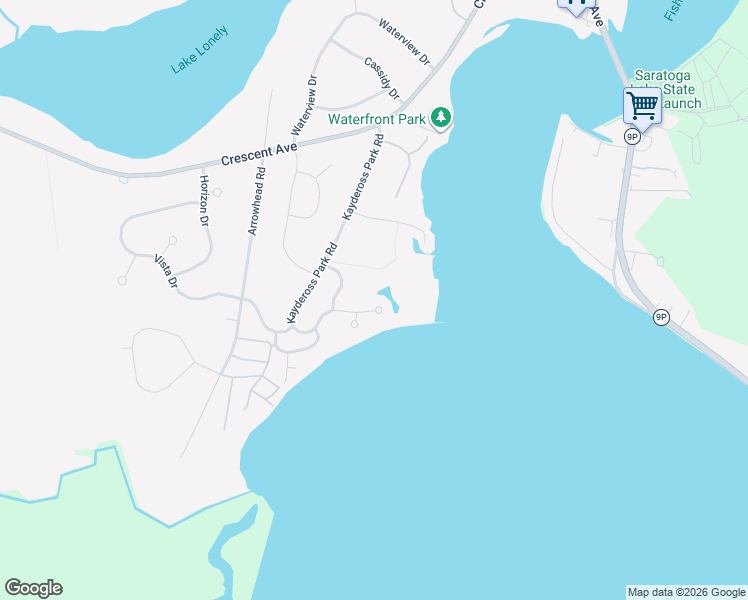 map of restaurants, bars, coffee shops, grocery stores, and more near 160 Kaydeross Park Road in Saratoga Springs