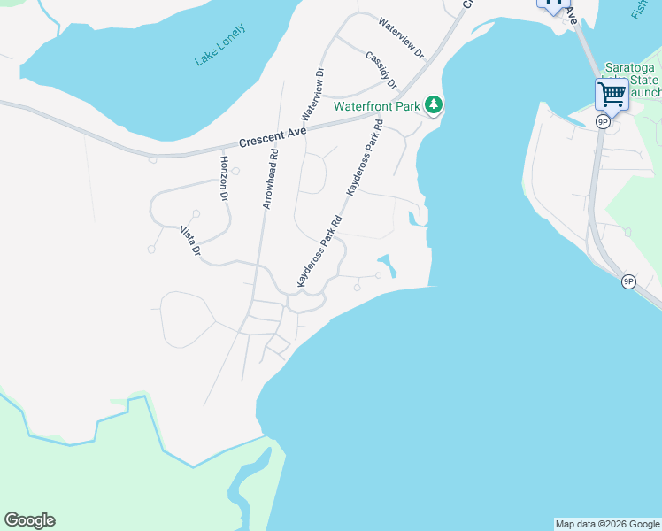 map of restaurants, bars, coffee shops, grocery stores, and more near 10 Lakeview Road in Saratoga Springs