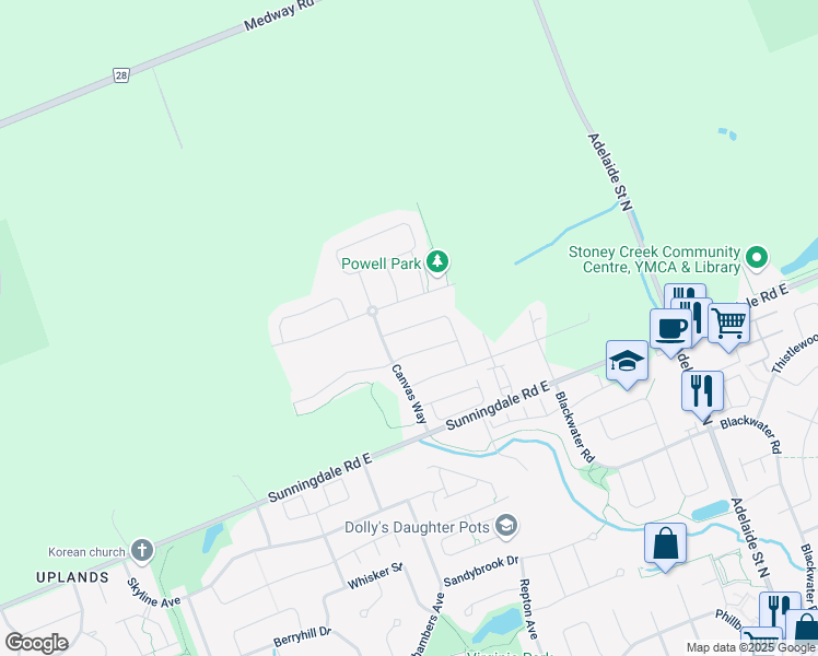 map of restaurants, bars, coffee shops, grocery stores, and more near 702 Jackpine Way in London