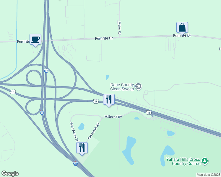 map of restaurants, bars, coffee shops, grocery stores, and more near 3438 U.S. 12 in Madison