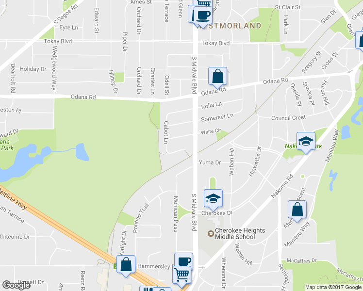 map of restaurants, bars, coffee shops, grocery stores, and more near 4410 Vale Circle in Madison