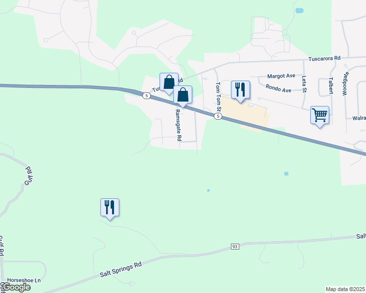map of restaurants, bars, coffee shops, grocery stores, and more near 1340 Heathfield Lane in Chittenango