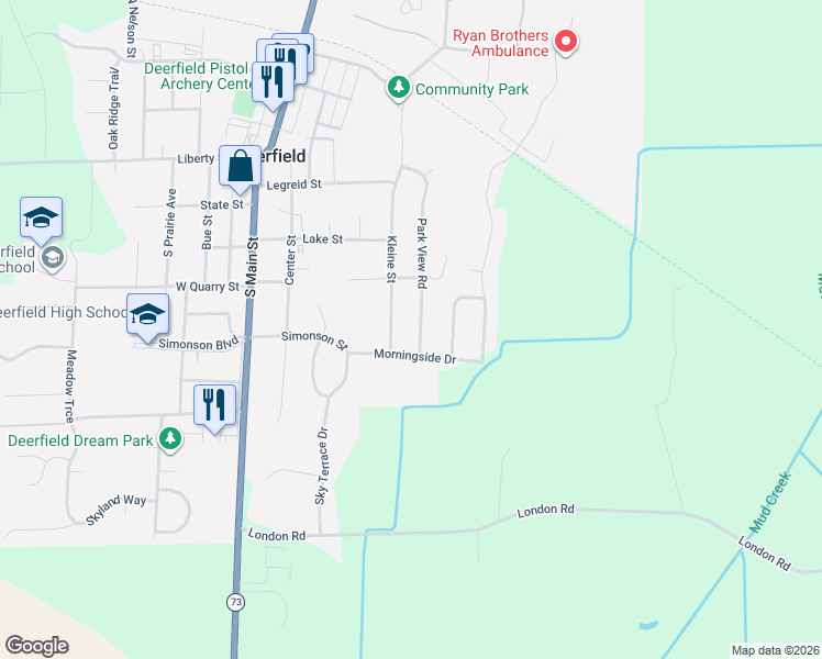 map of restaurants, bars, coffee shops, grocery stores, and more near 425 Park View Road in Deerfield