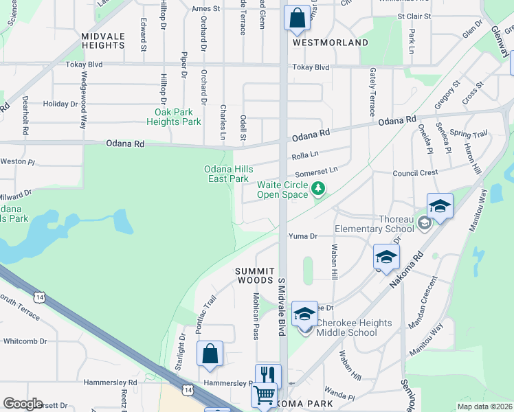 map of restaurants, bars, coffee shops, grocery stores, and more near 4410 Vale Circle in Madison