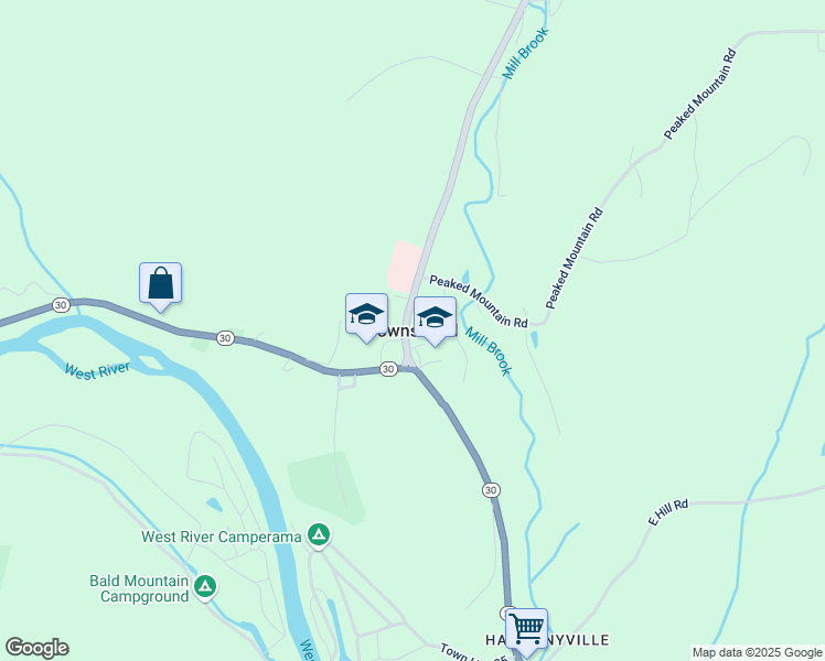 map of restaurants, bars, coffee shops, grocery stores, and more near in Townshend