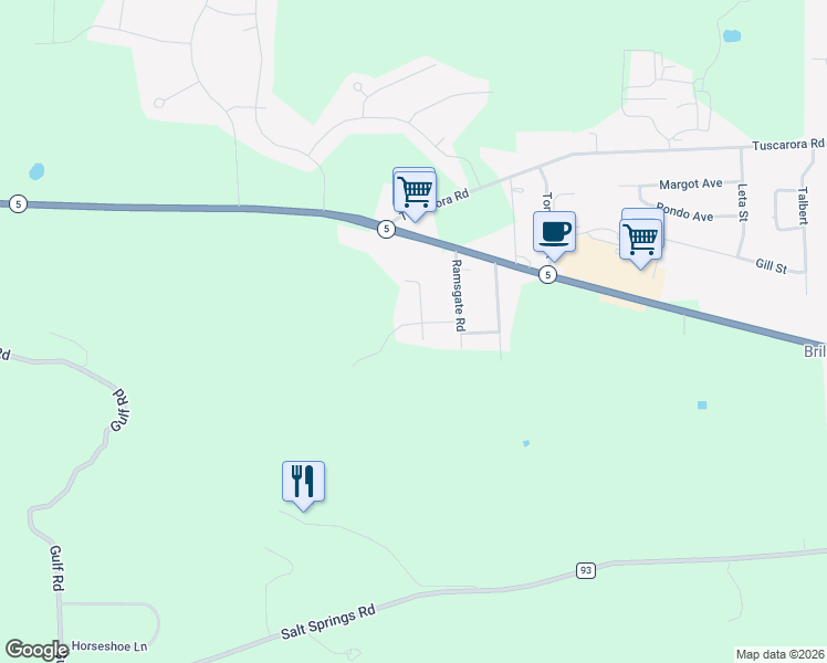map of restaurants, bars, coffee shops, grocery stores, and more near 1320 Heathfield Lane in Chittenango
