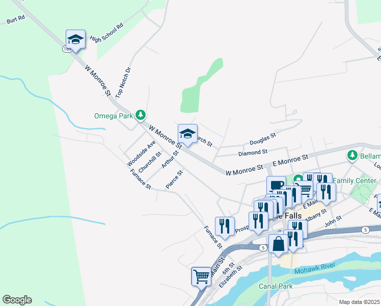 map of restaurants, bars, coffee shops, grocery stores, and more near 142 Highway 169 in Little Falls