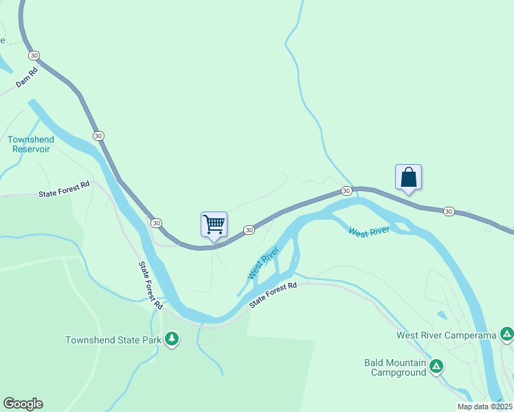 map of restaurants, bars, coffee shops, grocery stores, and more near 254 Kearley Drive in Townshend