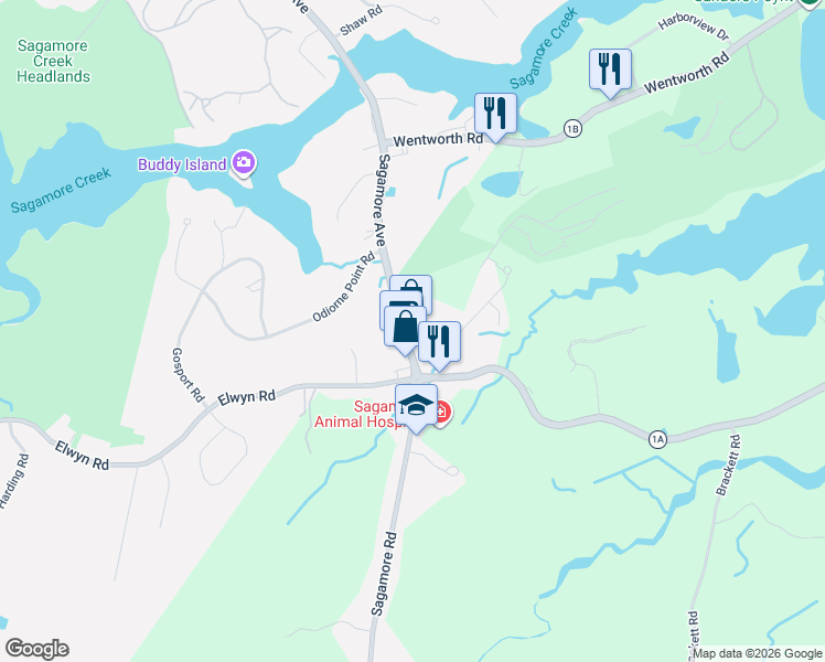 map of restaurants, bars, coffee shops, grocery stores, and more near 10 Frontier Street in Rye