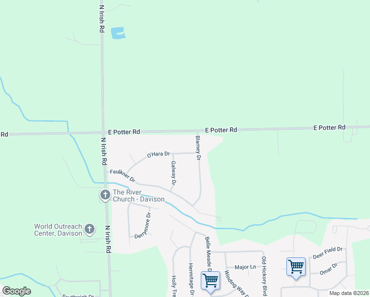 map of restaurants, bars, coffee shops, grocery stores, and more near 8212 O'Hara Drive in Davison