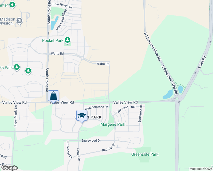 map of restaurants, bars, coffee shops, grocery stores, and more near 7218-7240 Valley View Road in Verona