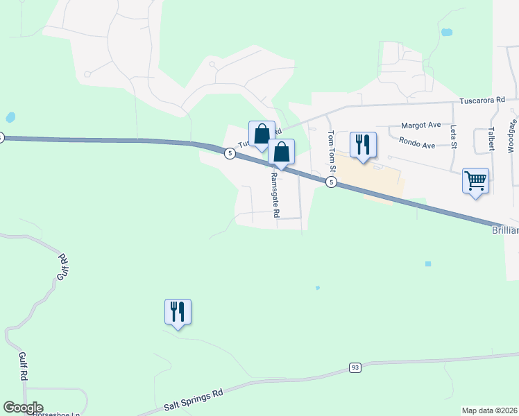 map of restaurants, bars, coffee shops, grocery stores, and more near 1320 Heathfield Lane in Chittenango