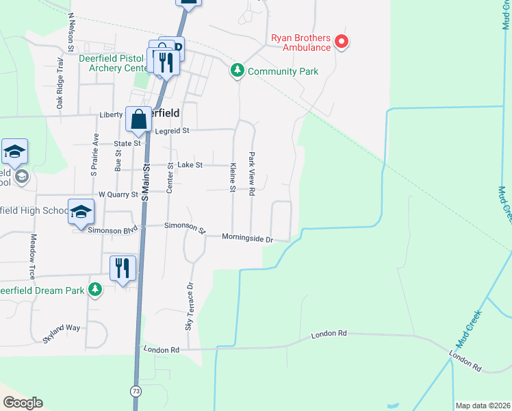 map of restaurants, bars, coffee shops, grocery stores, and more near 425 Park View Road in Deerfield
