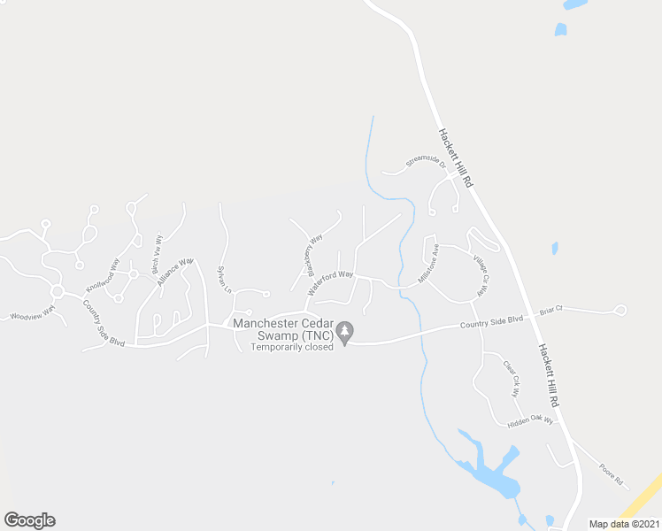 map of restaurants, bars, coffee shops, grocery stores, and more near 1 Waterford Way in Manchester