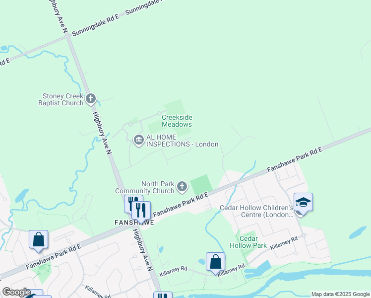 map of restaurants, bars, coffee shops, grocery stores, and more near 1645 Blackwell Boulevard in London
