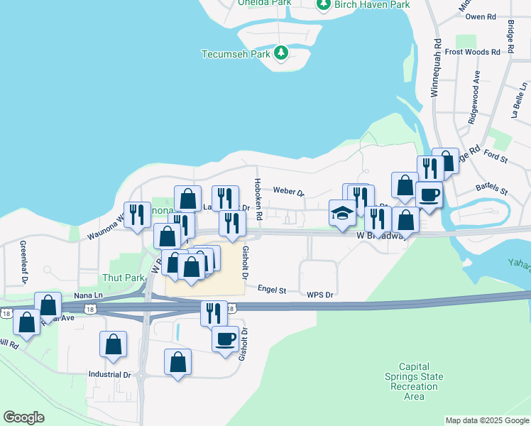 map of restaurants, bars, coffee shops, grocery stores, and more near in Madison