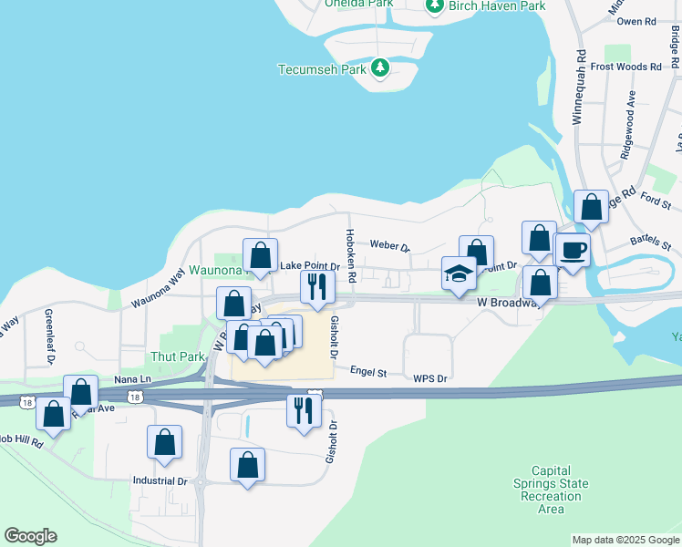 map of restaurants, bars, coffee shops, grocery stores, and more near in Madison