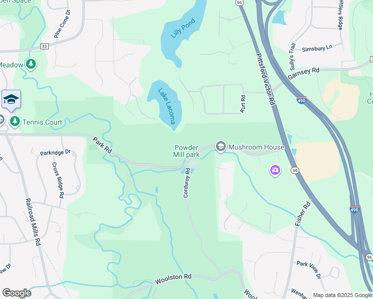 map of restaurants, bars, coffee shops, grocery stores, and more near 154 Park Road in Pittsford