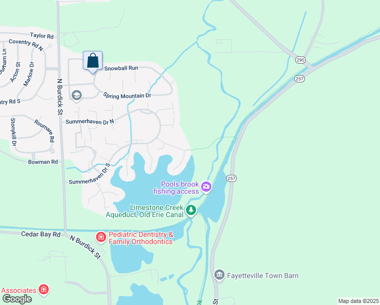 map of restaurants, bars, coffee shops, grocery stores, and more near 261 Oarlock Circle in East Syracuse