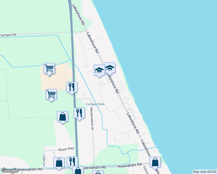 map of restaurants, bars, coffee shops, grocery stores, and more near 4787 Lakeshore Road in Fort Gratiot Township