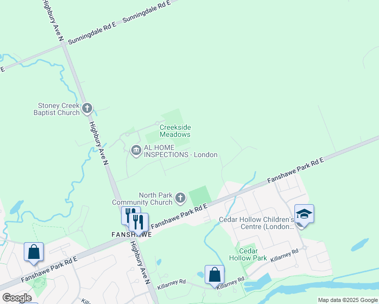 map of restaurants, bars, coffee shops, grocery stores, and more near 1645 Blackwell Boulevard in London