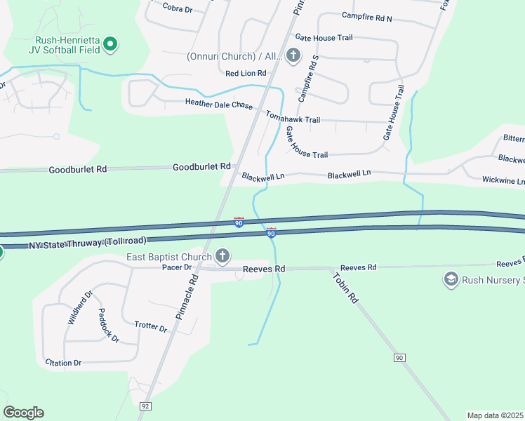map of restaurants, bars, coffee shops, grocery stores, and more near in Henrietta