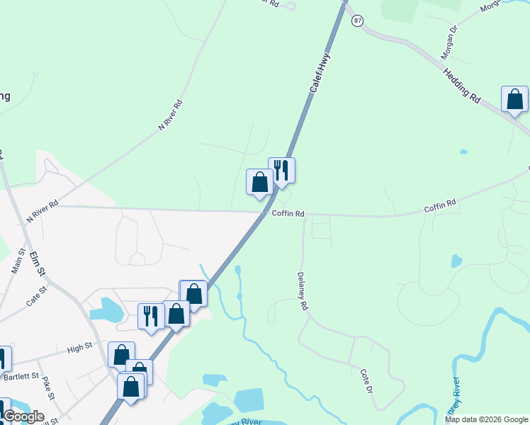 map of restaurants, bars, coffee shops, grocery stores, and more near 22 Coffin Road in Epping