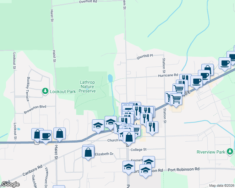map of restaurants, bars, coffee shops, grocery stores, and more near 8 Giles Crescent in Pelham