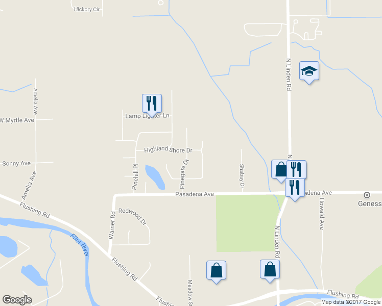 map of restaurants, bars, coffee shops, grocery stores, and more near 3100 Pinegate Drive in Flushing
