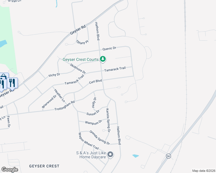 map of restaurants, bars, coffee shops, grocery stores, and more near 36 Hathorn Boulevard in Saratoga Springs