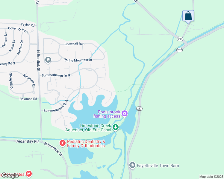 map of restaurants, bars, coffee shops, grocery stores, and more near 261 Oarlock Cir in East Syracuse