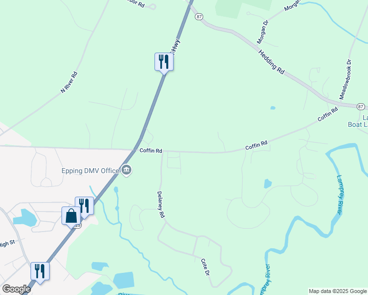 map of restaurants, bars, coffee shops, grocery stores, and more near 94 Coffin Road in Epping