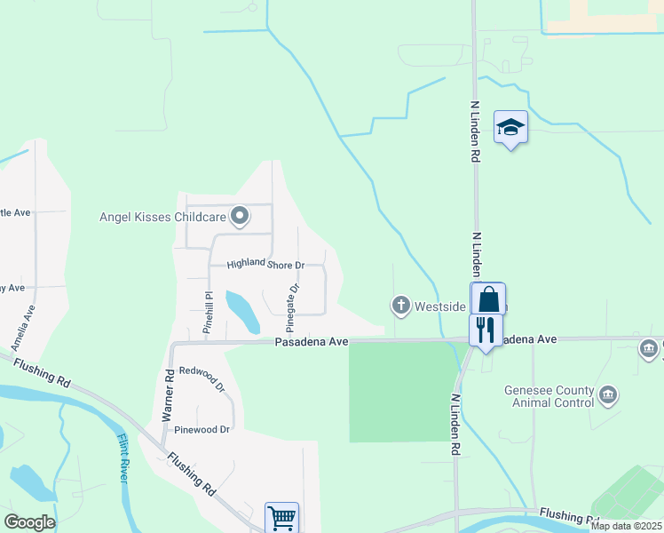 map of restaurants, bars, coffee shops, grocery stores, and more near 3140 Vineyard Lane in Flushing