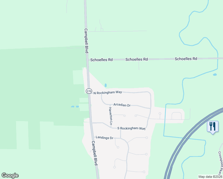 map of restaurants, bars, coffee shops, grocery stores, and more near 409 N Rockingham Way in Buffalo