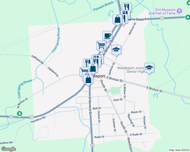 map of restaurants, bars, coffee shops, grocery stores, and more near in Weedsport