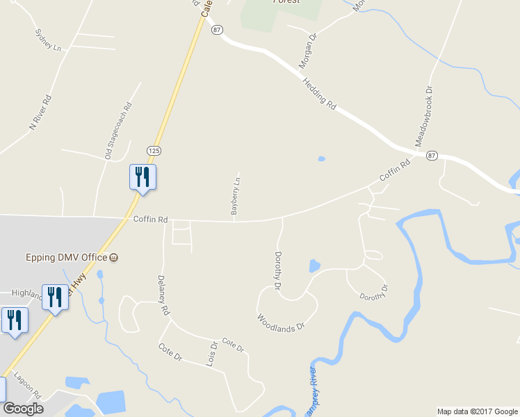 map of restaurants, bars, coffee shops, grocery stores, and more near 116 Coffin Road in Epping
