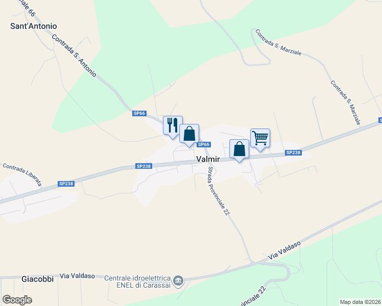 map of restaurants, bars, coffee shops, grocery stores, and more near 240 Via San Antonio in Valmir