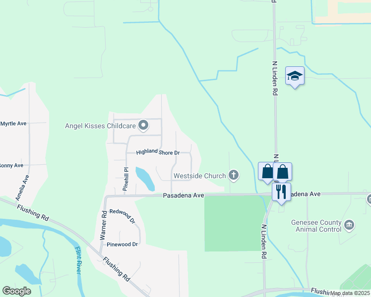 map of restaurants, bars, coffee shops, grocery stores, and more near 3100 Pinegate Drive in Flushing