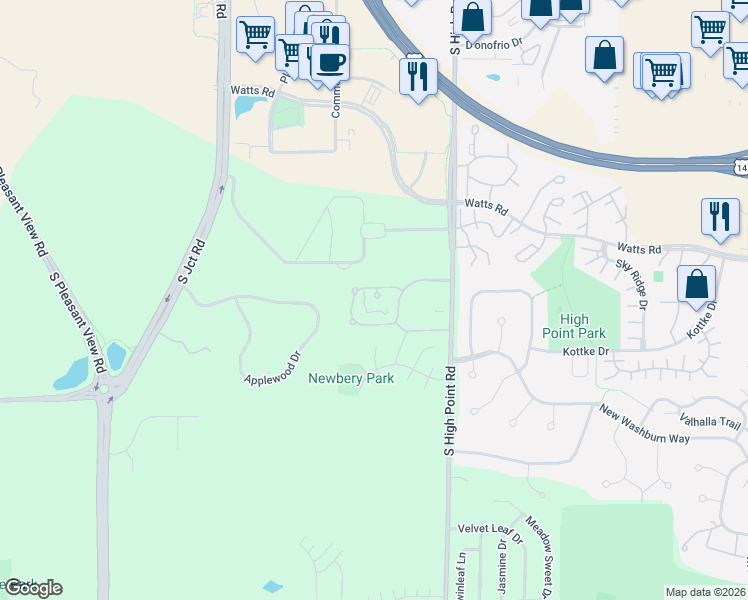 map of restaurants, bars, coffee shops, grocery stores, and more near 752 South High Point Road in Madison
