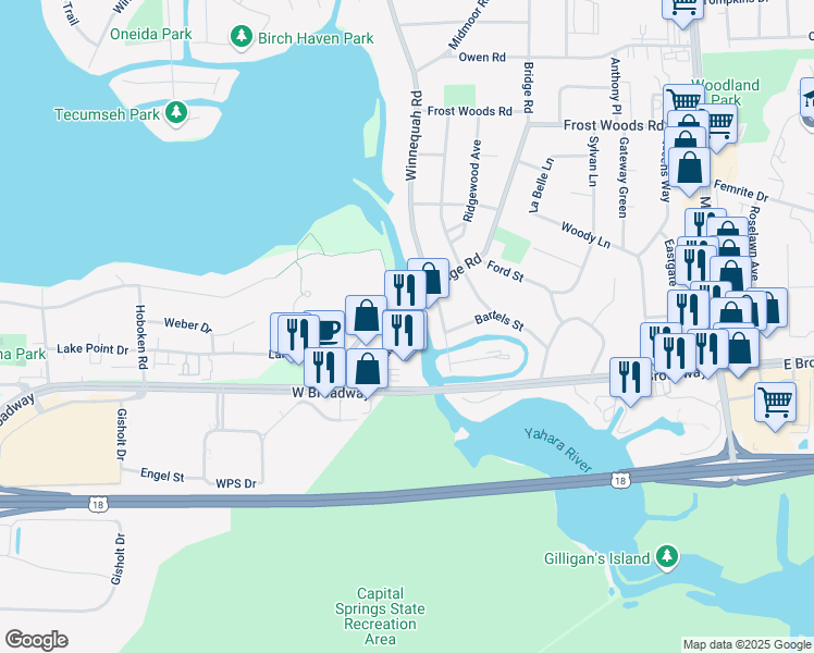 map of restaurants, bars, coffee shops, grocery stores, and more near 6308 Metropolitan Lane in Monona
