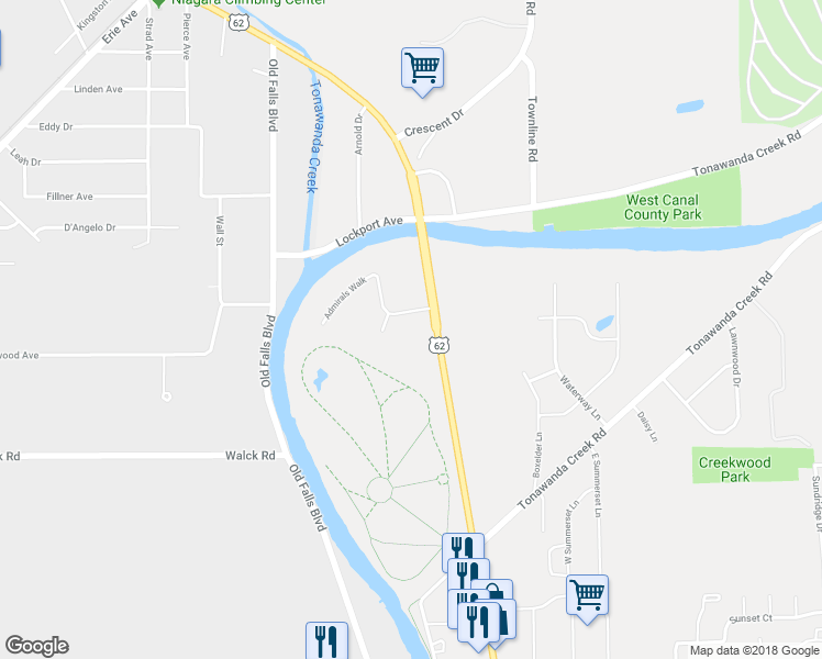 map of restaurants, bars, coffee shops, grocery stores, and more near 3420 Niagara Falls Boulevard in Buffalo